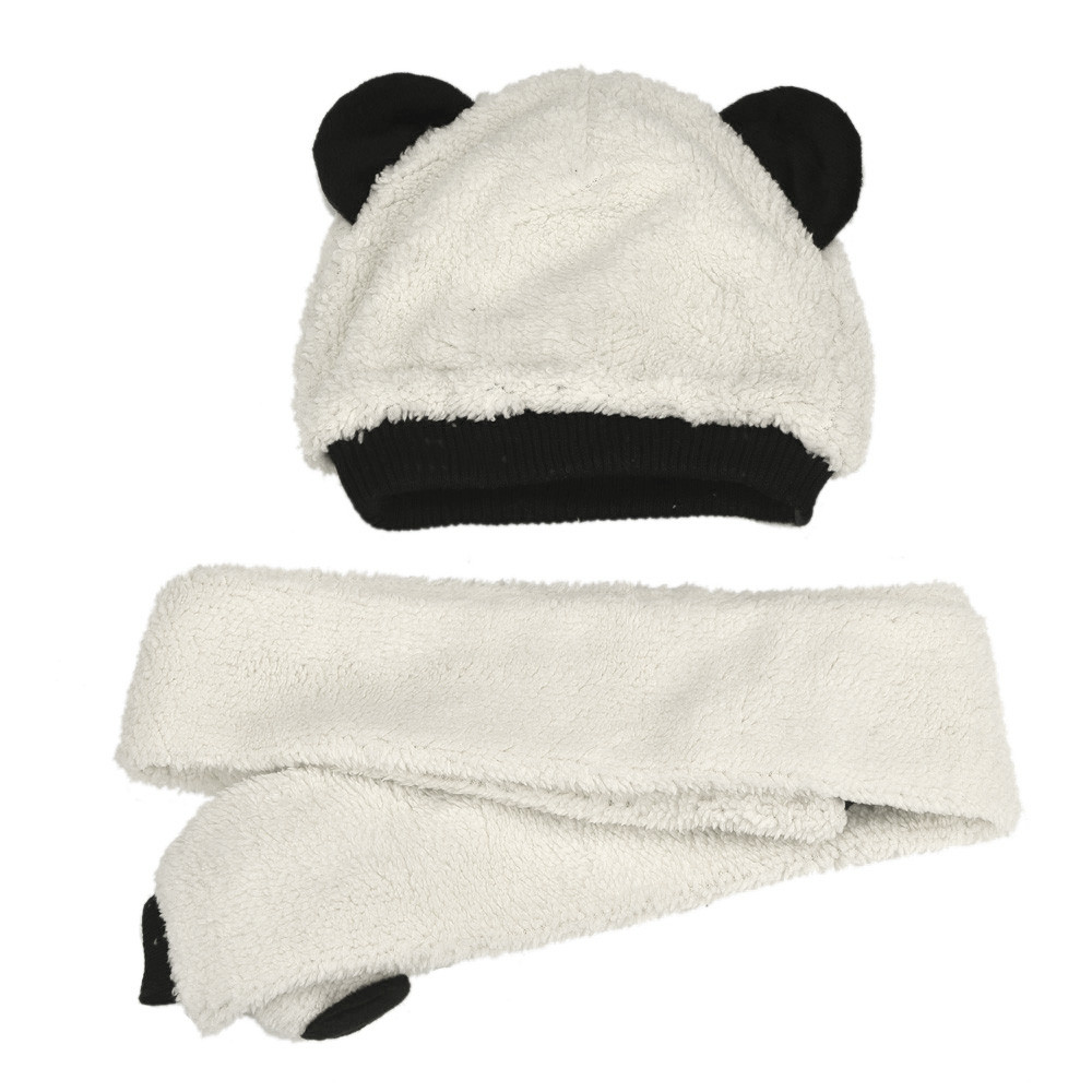muts en sjaal voor baby pluche panda 3-24 maanden